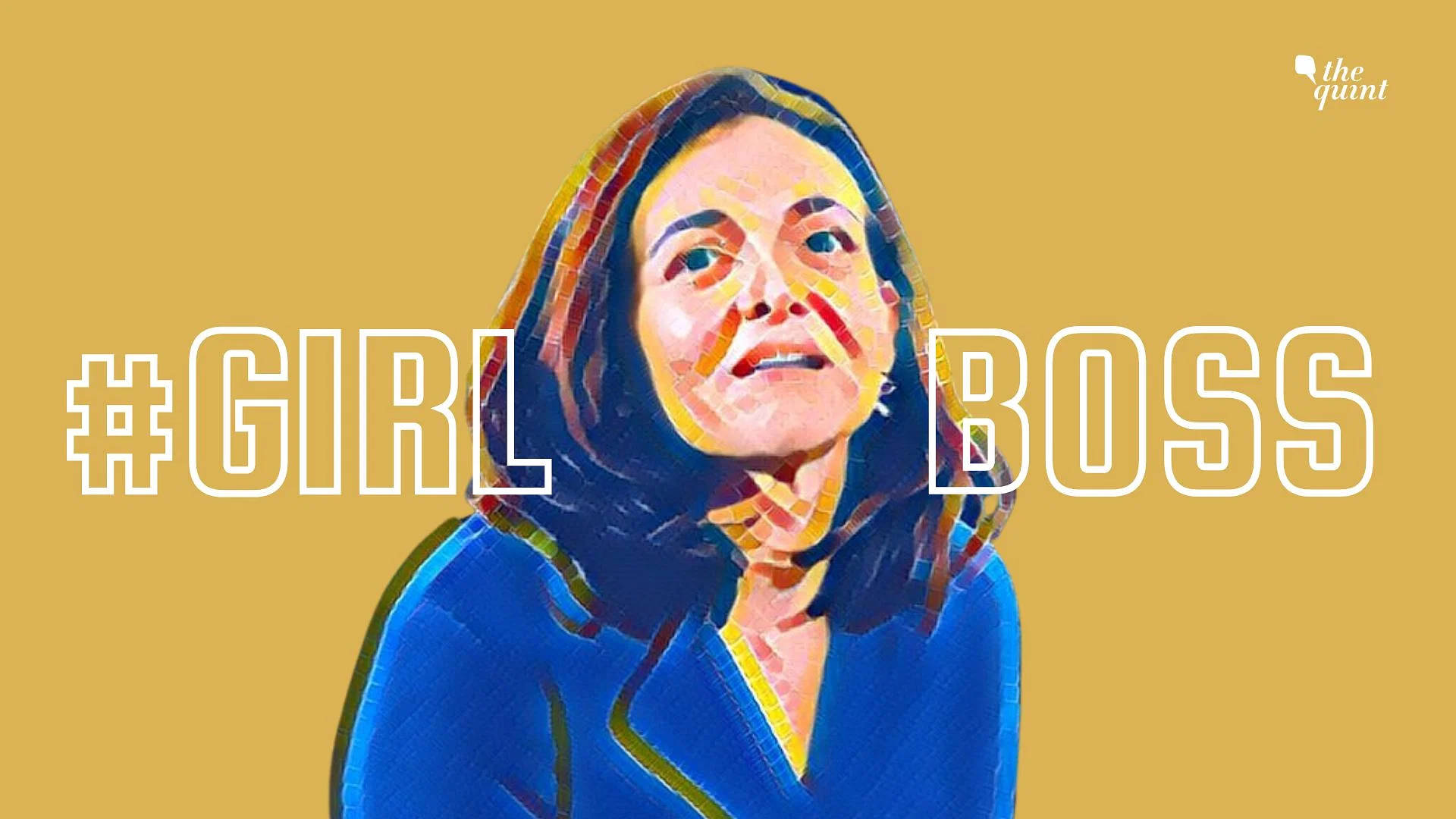 girl boss, blue blazer, mustard yellow background, Full HD Desktop Wallpaper