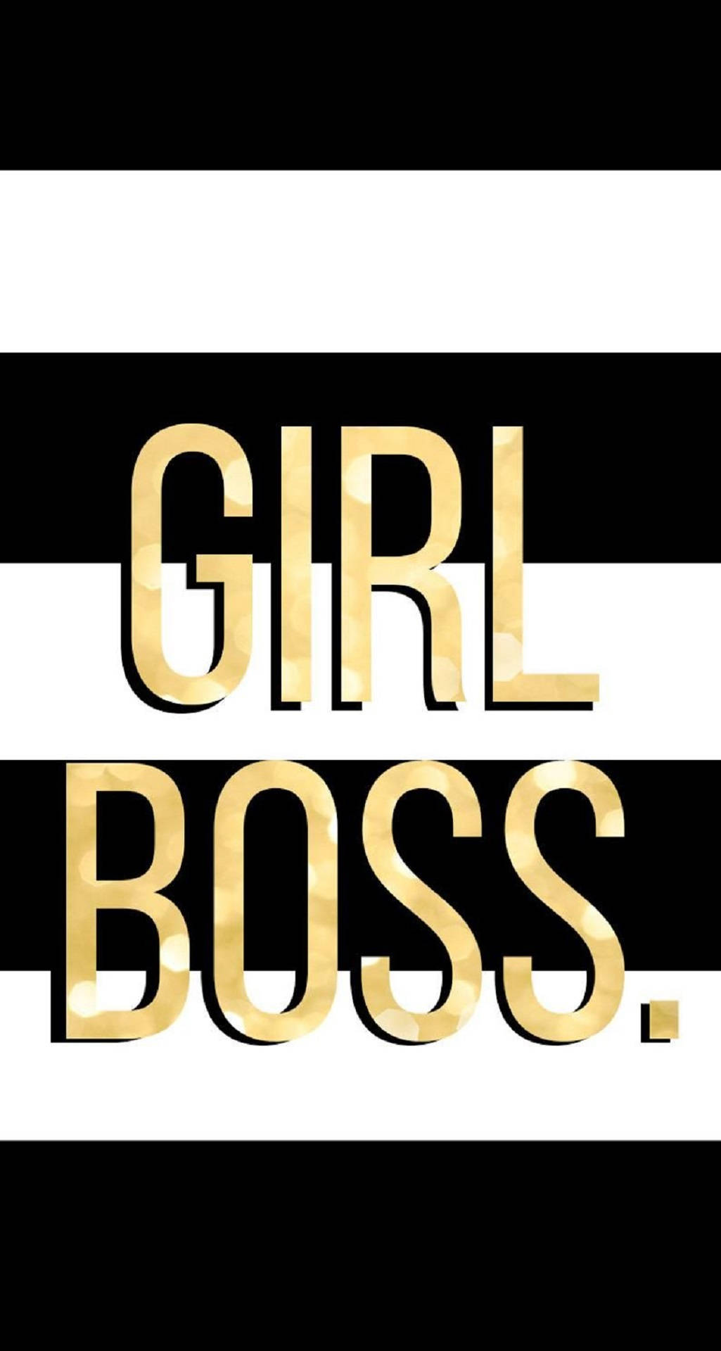 GIRL BOSS, black and white stripes, bold gold text, Full HD Phone Wallpaper