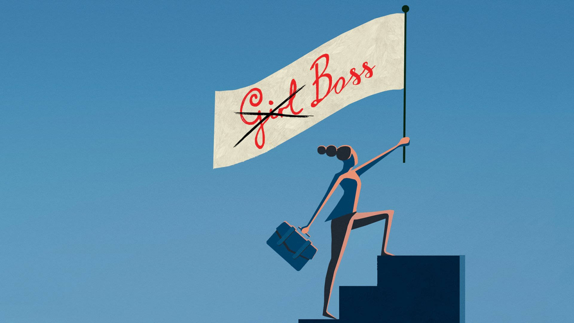 Girl Boss, blue, pedestal, Full HD Desktop Wallpaper