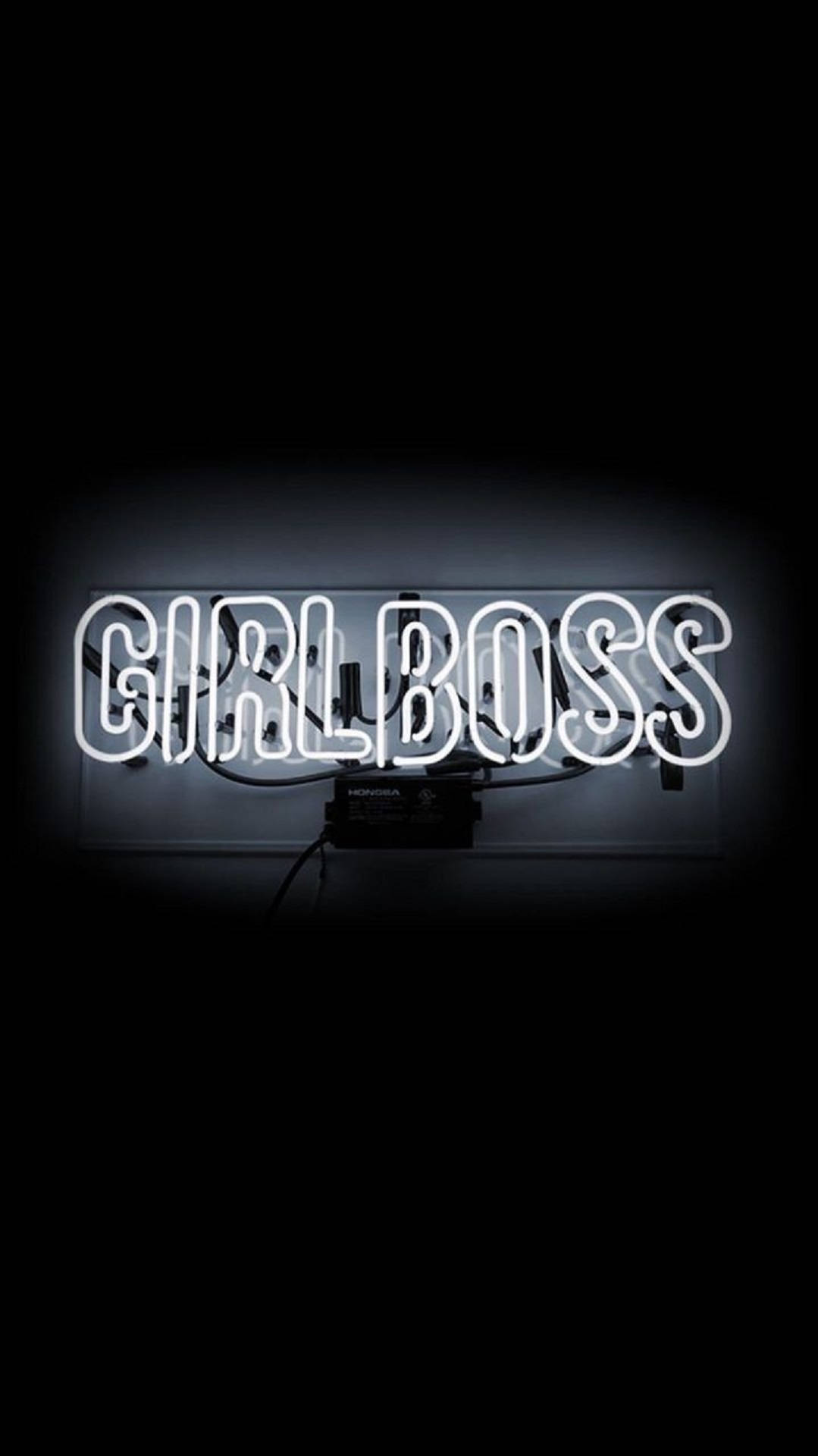GIRLBOSS, neon sign, white neon, Full HD Phone Wallpaper