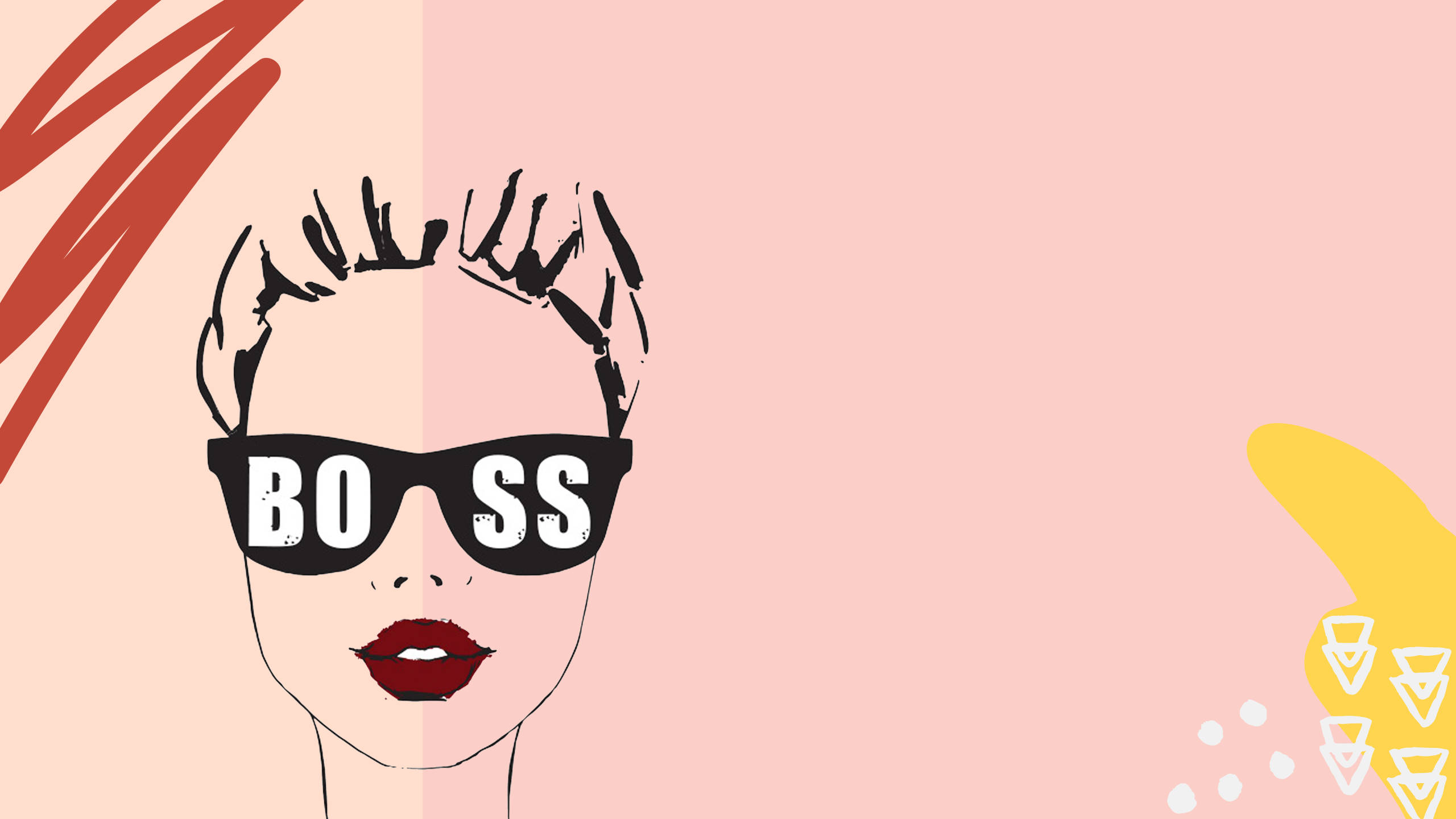 Girl Boss, pink, beige, 2K Desktop Wallpaper