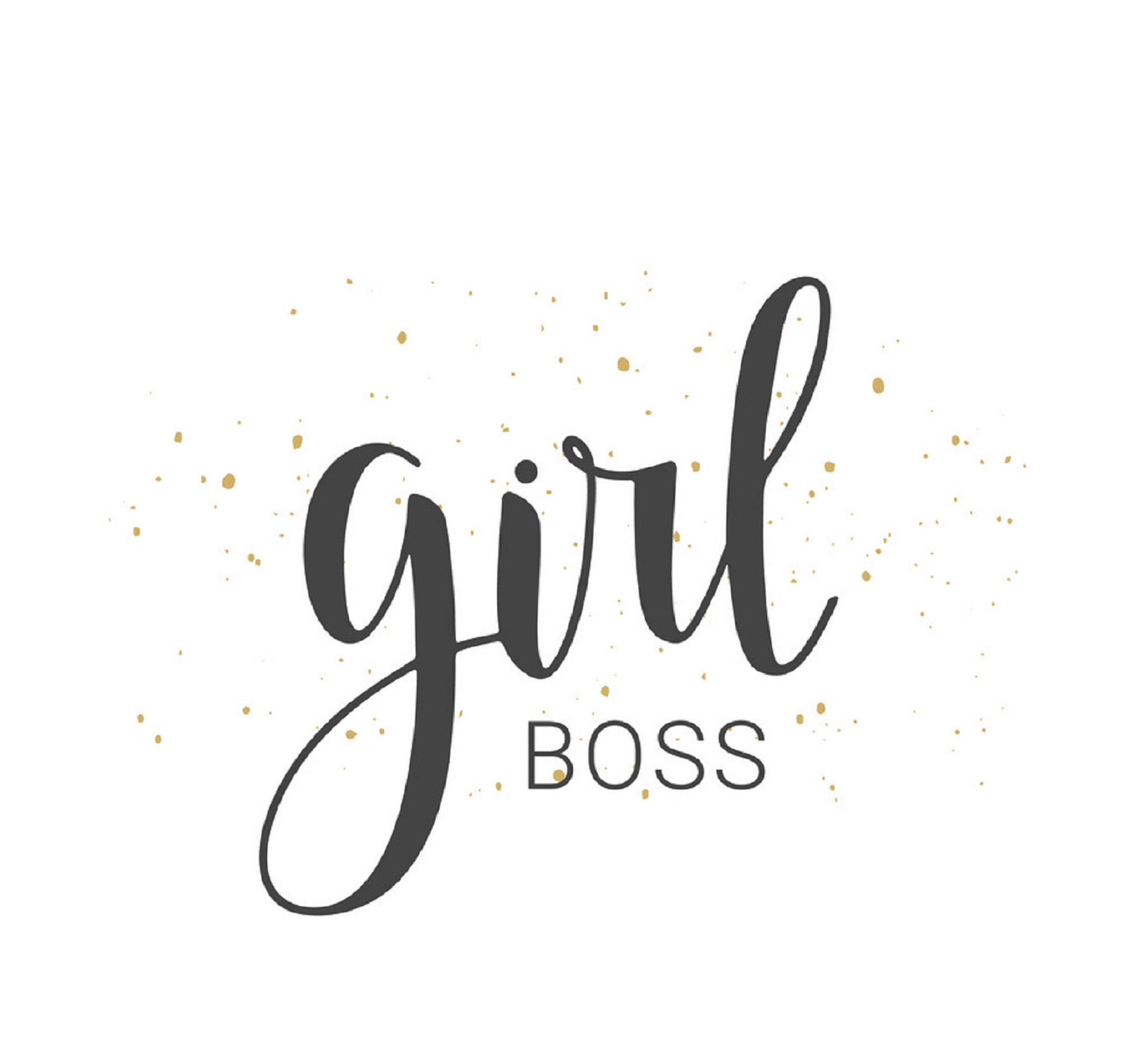 Girl Boss, black script, gold glitter specks, Full HD Desktop Wallpaper