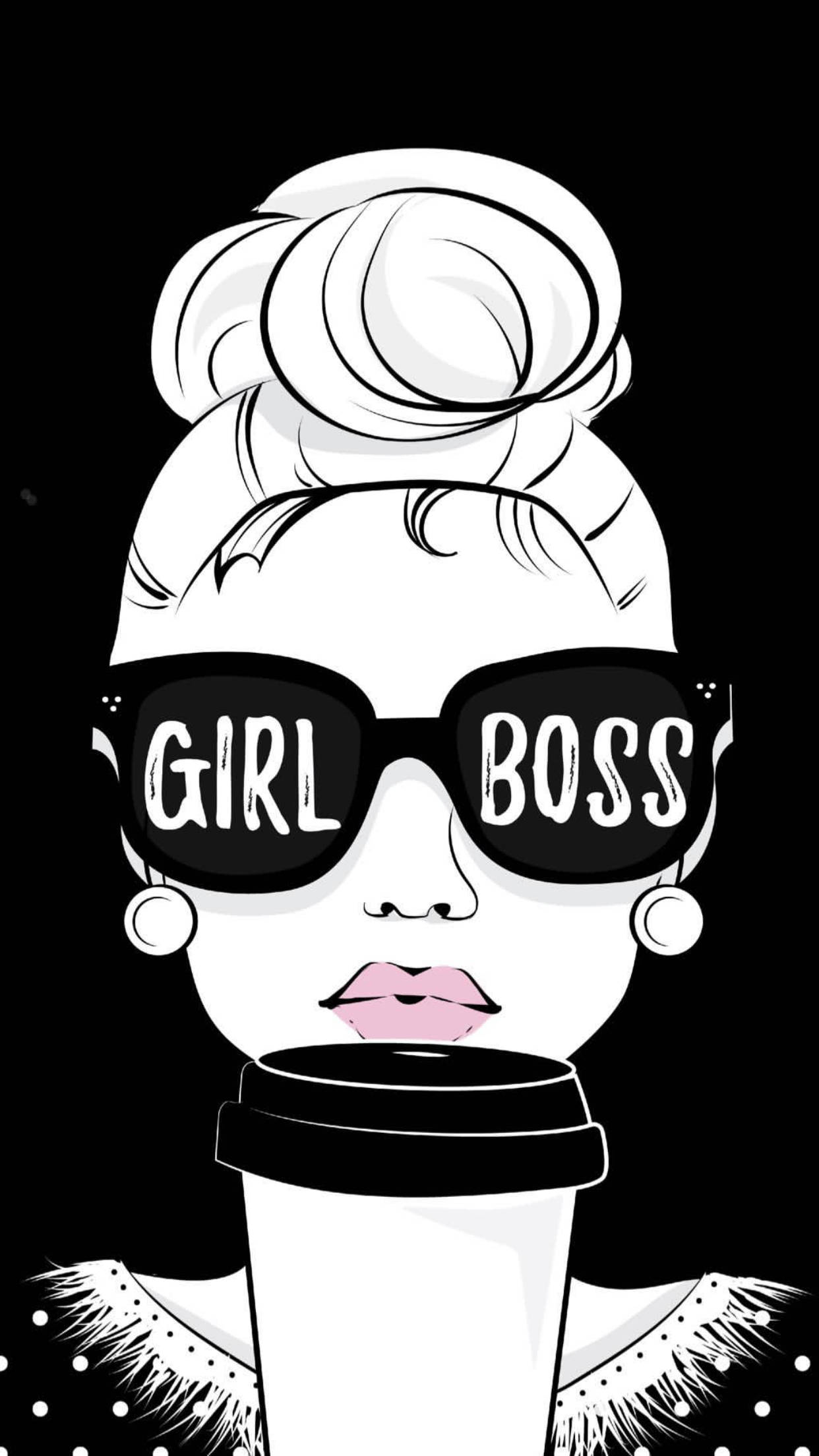 Girl Boss, black background, high bun, Full HD Phone Wallpaper