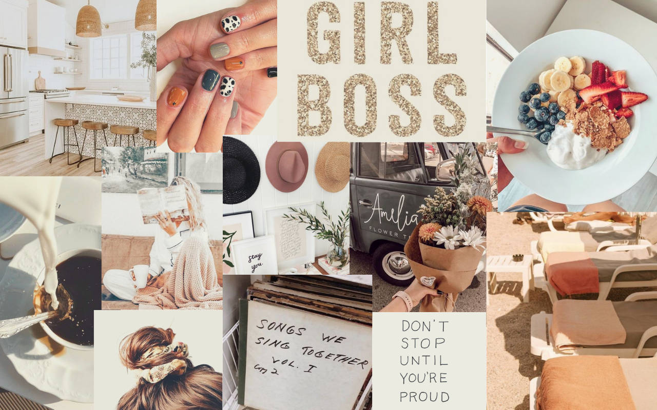GIRL BOSS, coffee pouring milk, colorful nails, HD Desktop Wallpaper