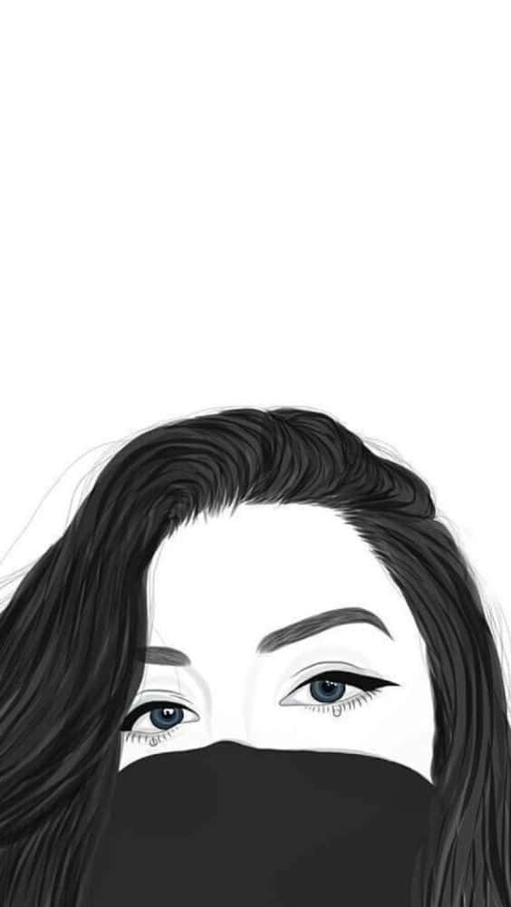 girl drawing tumblr, woman's eyes, dark hair, SD Phone Wallpaper