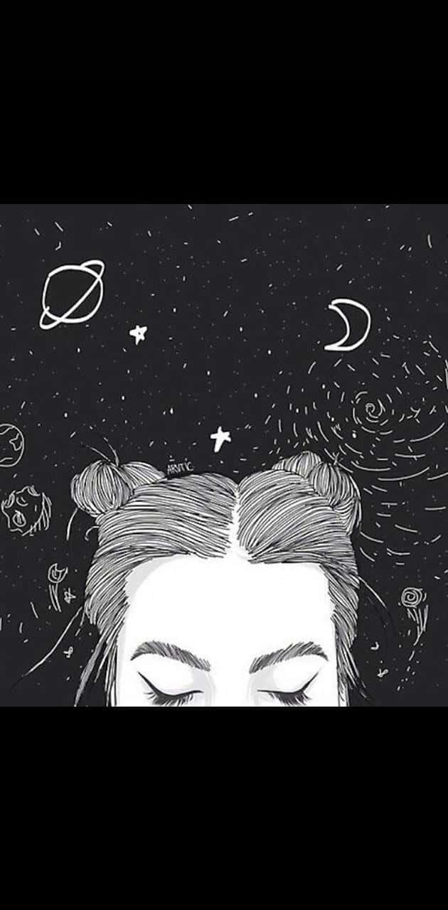 girl drawing tumblr, young girl, closed eyes, HD Phone Wallpaper