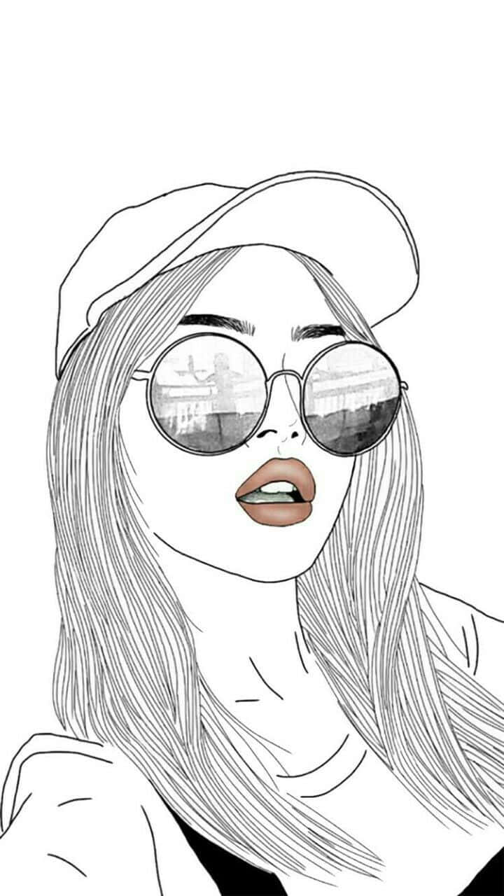 Girl Drawing Tumblr, long hair, cap, HD Phone Wallpaper
