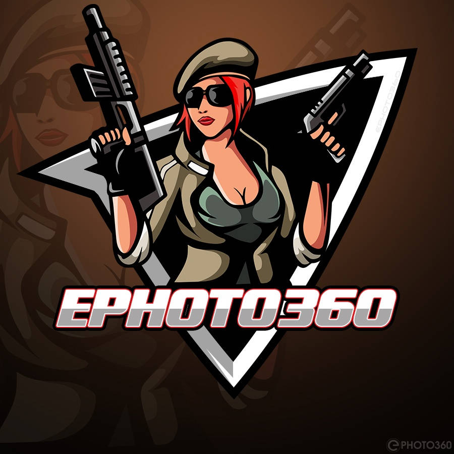 military girl gamer logo, female soldier, red hair, SD Desktop Wallpaper