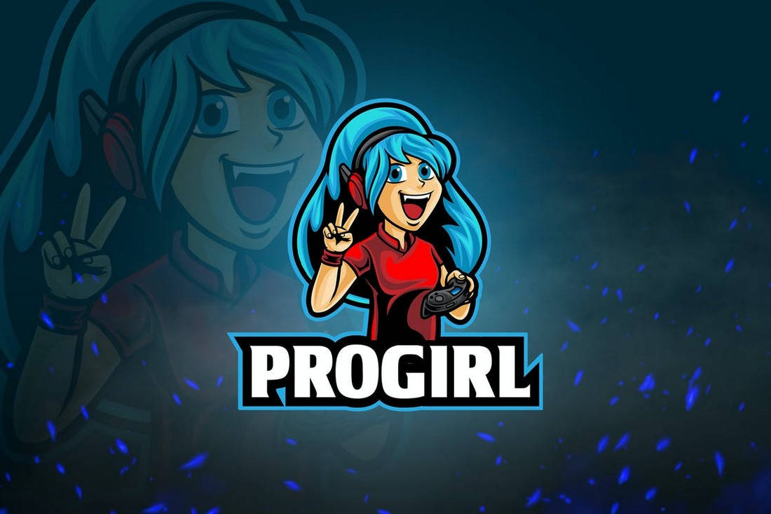 blue hair, headphones, game controller, SD Desktop Wallpaper