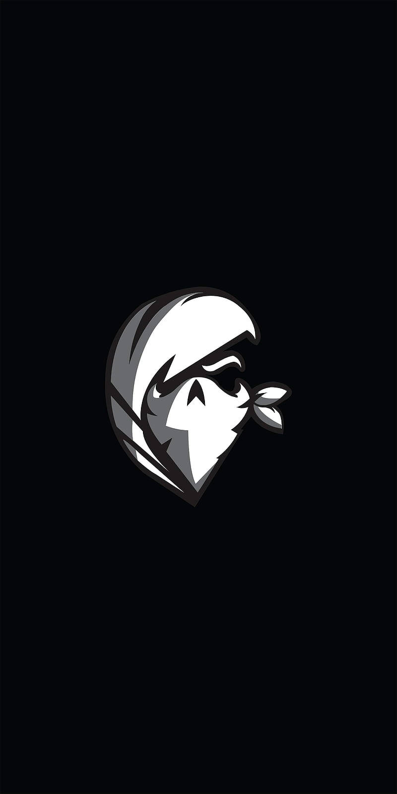 skeleton girl gamer logo, ninja head, monochrome, HD Phone Wallpaper