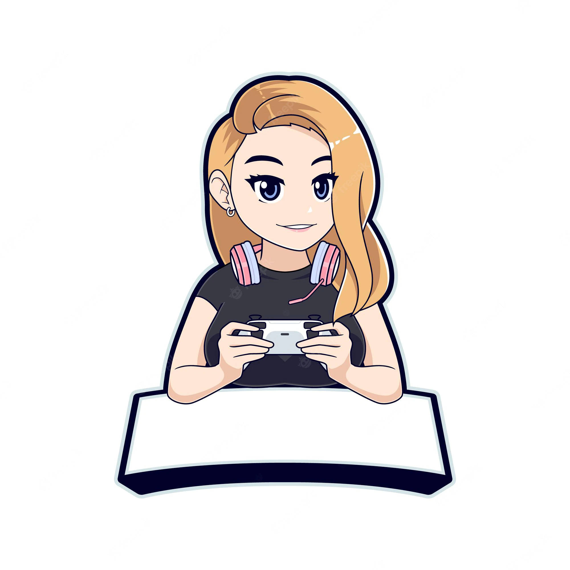 blonde hair, pink headphones, game controller, Full HD Desktop Wallpaper