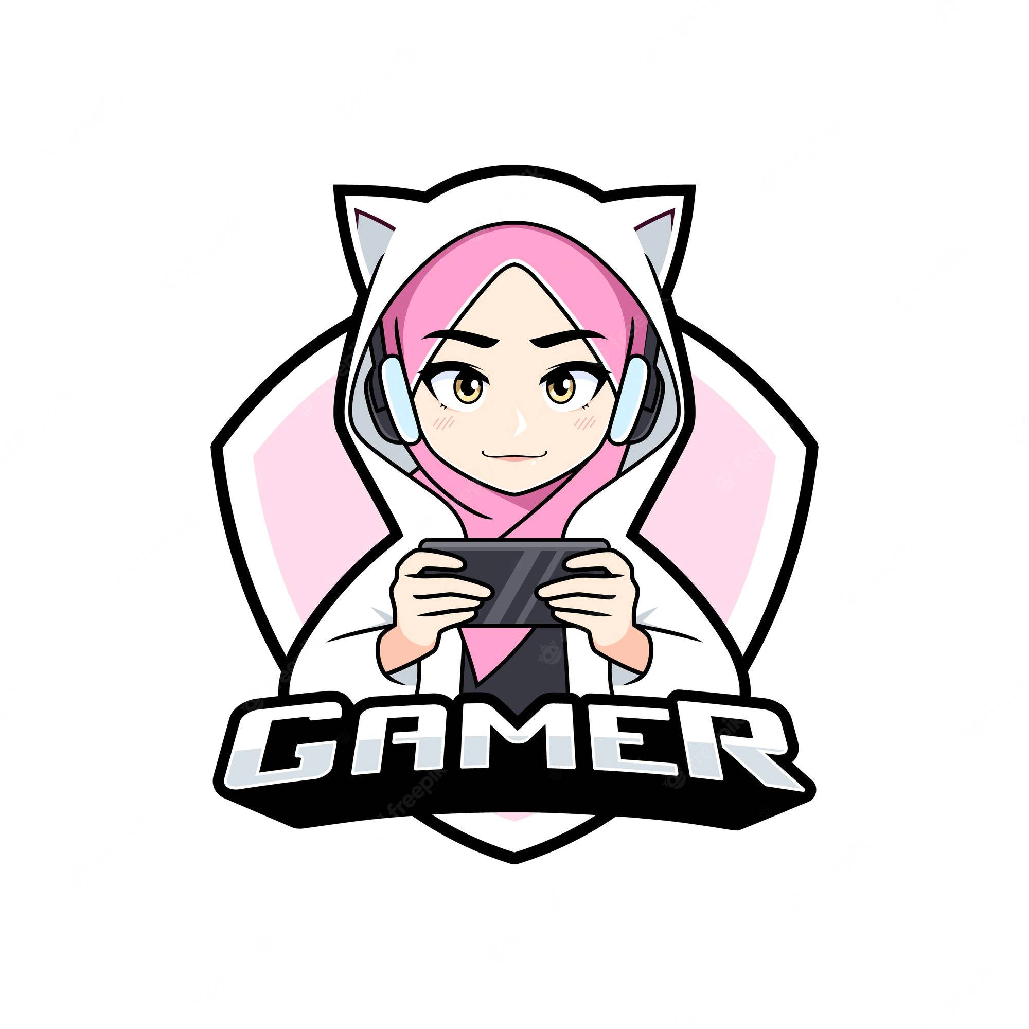 cat girl, anime-style girl, pink hijab, Full HD Desktop Wallpaper