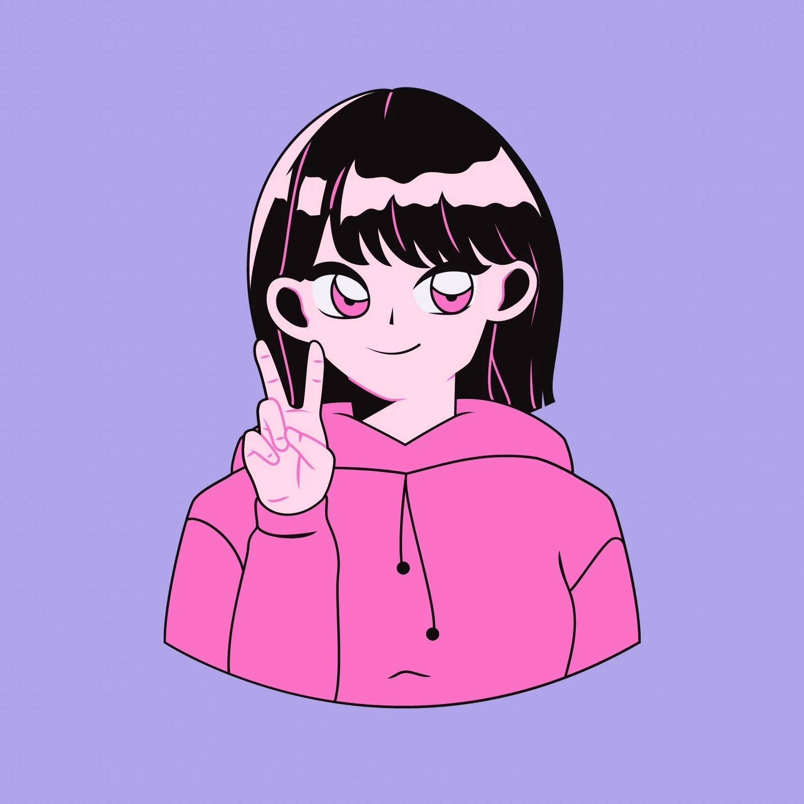 Peace Anime Girl Gamer Logo, anime girl, black hair, HD Desktop Wallpaper