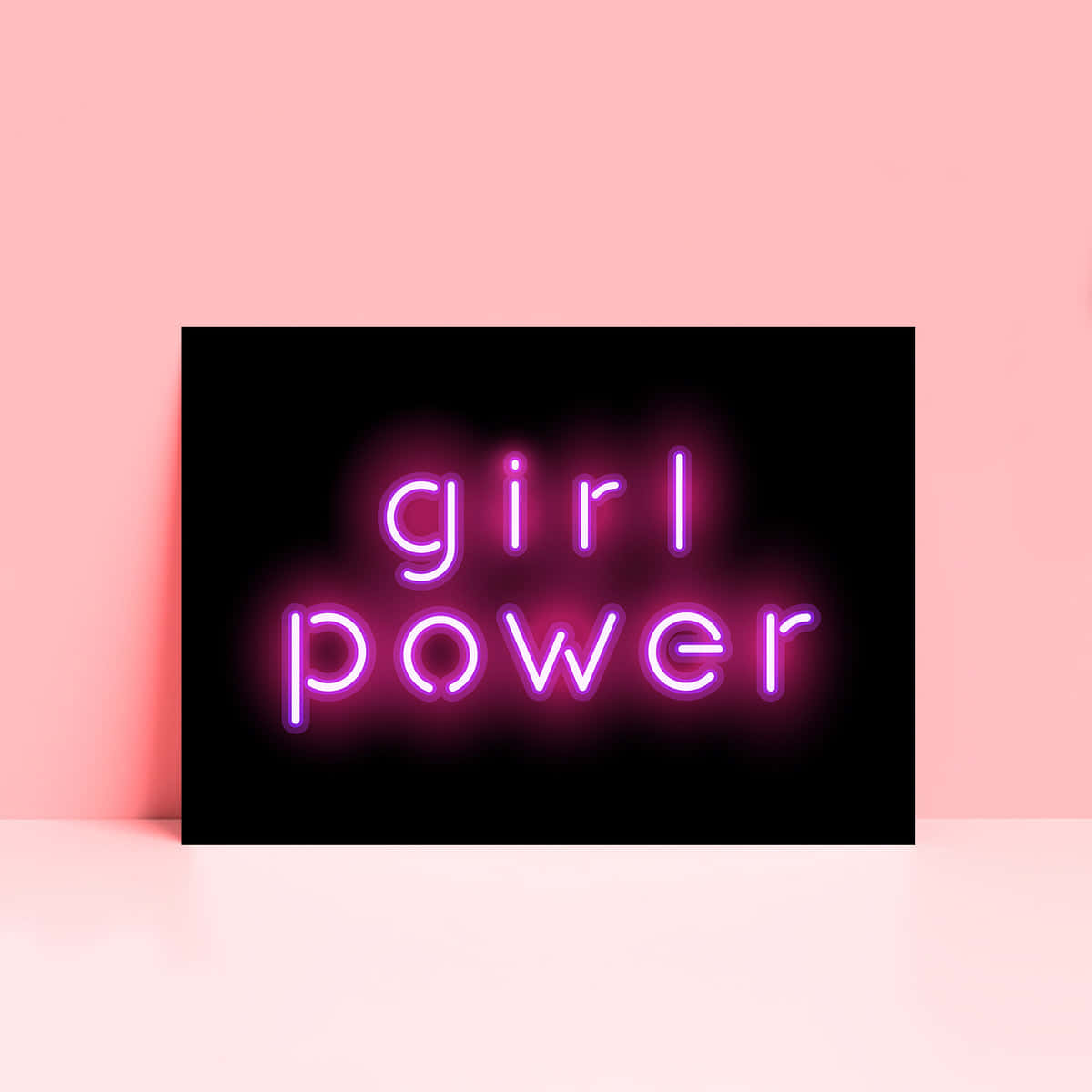 girl power, neon sign, pink neon, SD Desktop Wallpaper