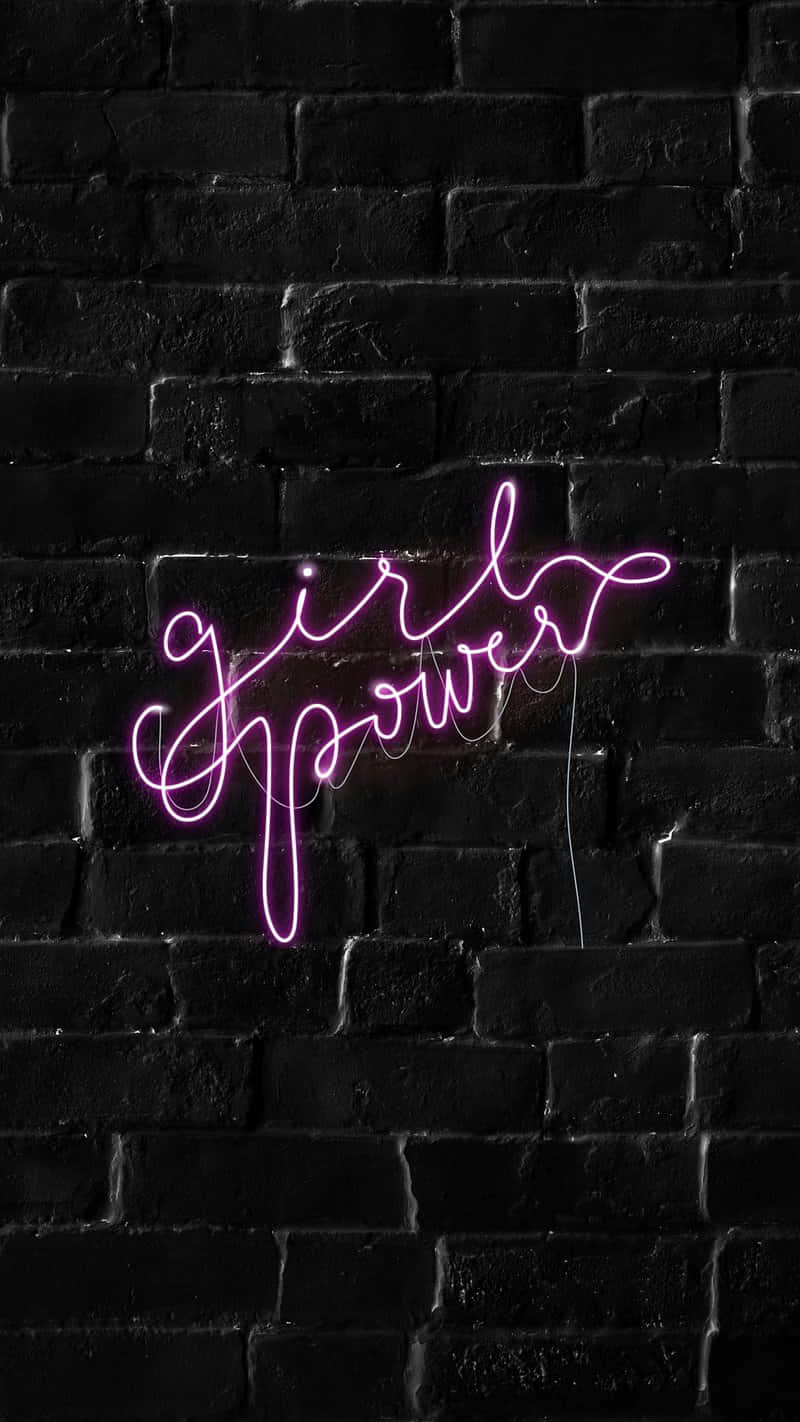 girl power, neon sign, pink neon, HD Phone Wallpaper