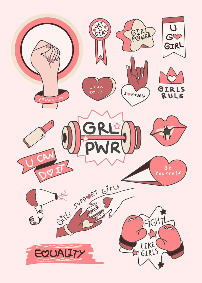 Girl Power, feminism, pink, SD Phone Wallpaper