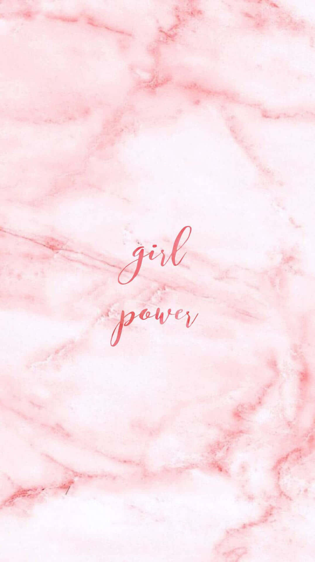 Girl Power, pink marble, cursive girl power text, Full HD Phone Wallpaper