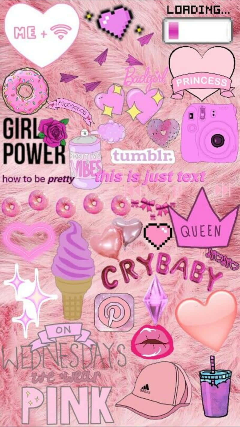 girl power, pink aesthetic, hearts, HD Phone Wallpaper
