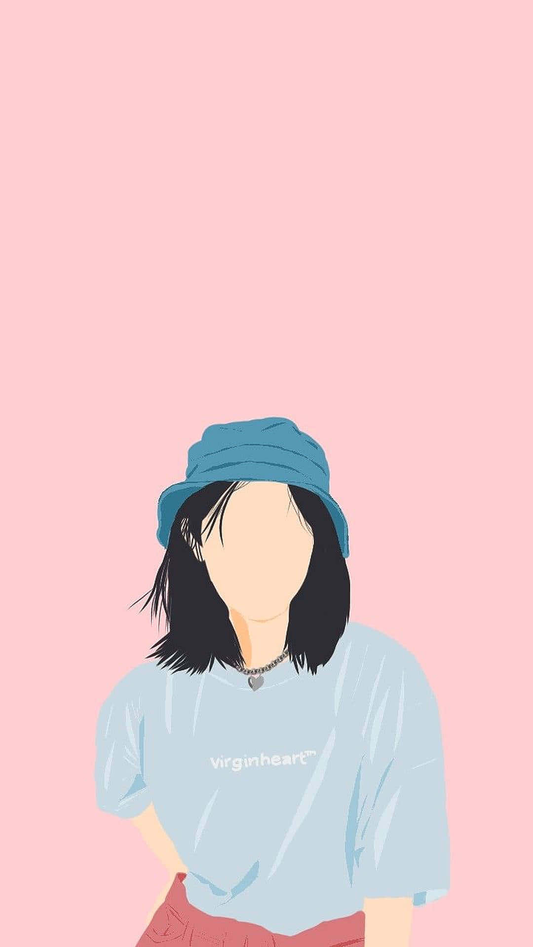 cute girl profile, black hair, blue bucket hat, Full HD Phone Wallpaper