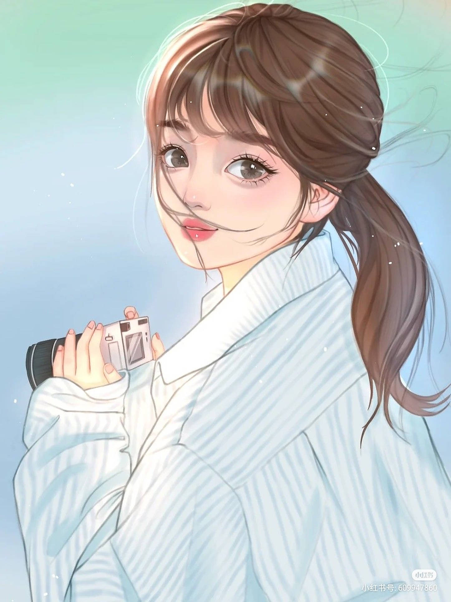 brown hair, ponytail, camera, Full HD Phone Wallpaper