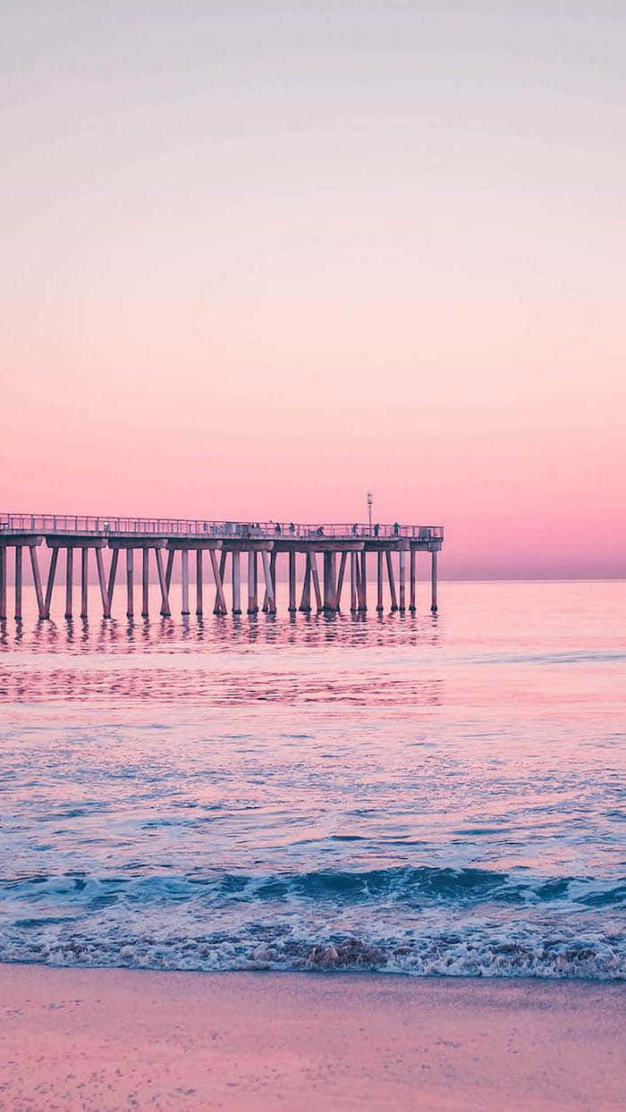 Girl Rose Gold, pink sunset, pier, SD Phone Wallpaper