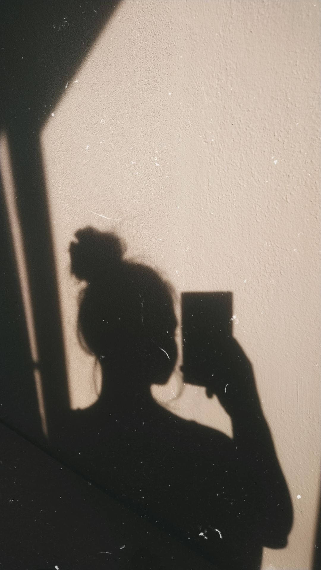 Girl Shadow, bun, phone, Full HD Phone Wallpaper