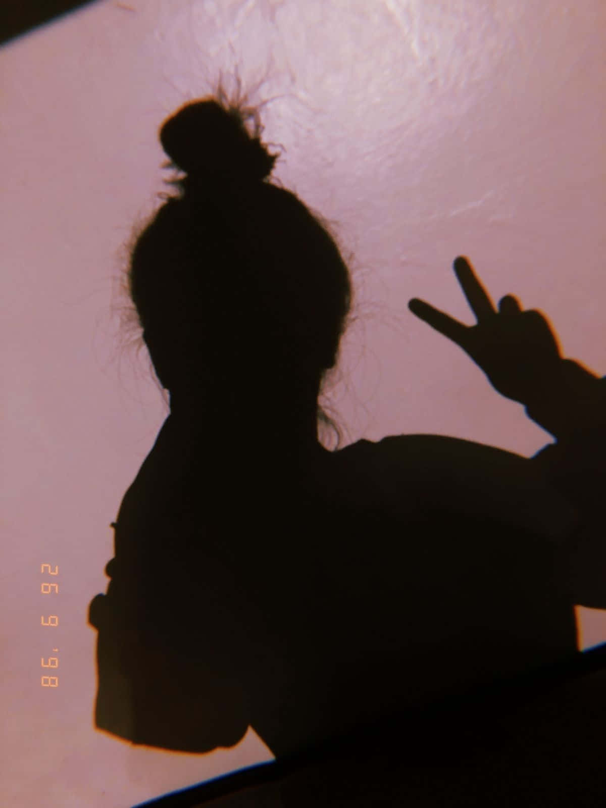Girl Pink Shadow PFP, silhouette, hair in a bun, HD Phone Wallpaper