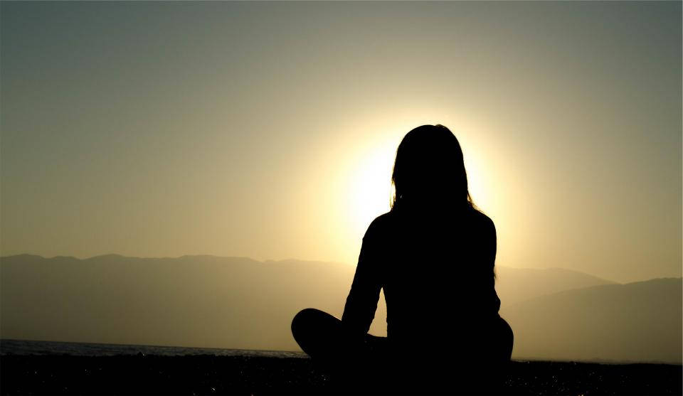 Girl Shadow, sunset, mountains, SD Desktop Wallpaper