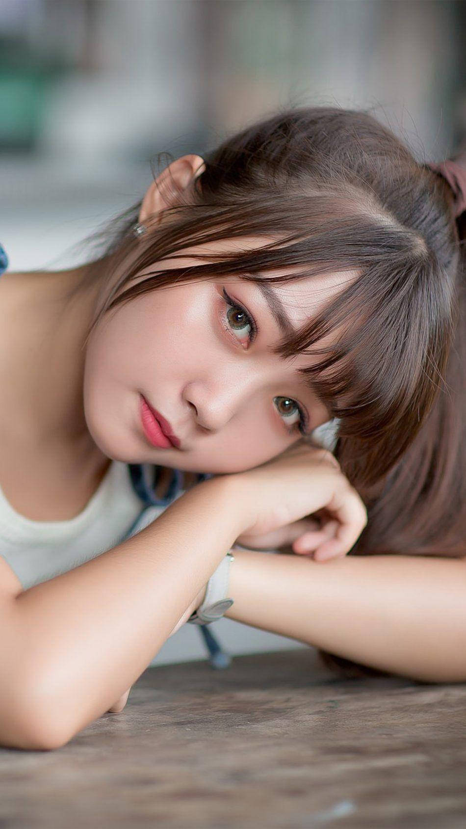 Korean girl, high ponytail, brown hair, HD Phone Wallpaper