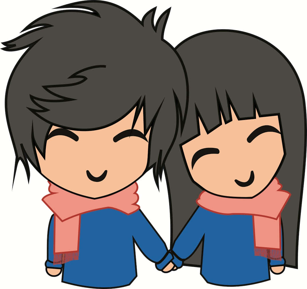 chibi-style, dark hair, pink scarves, SD Desktop Wallpaper