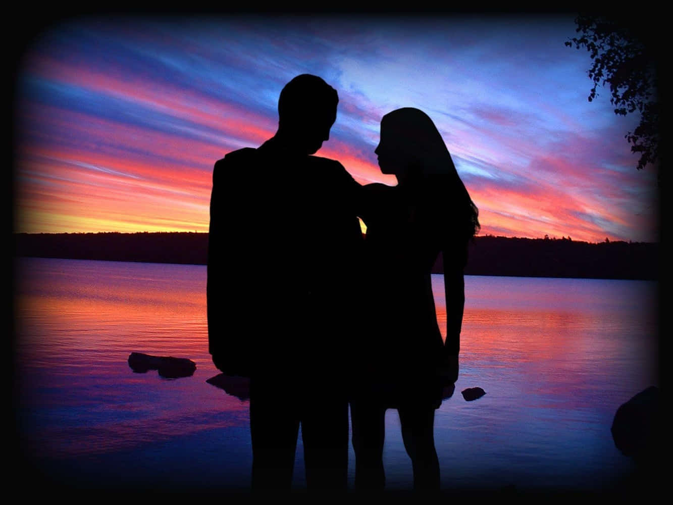 Girlfriend And Boyfriend, beach, silhouette, HD Desktop Wallpaper