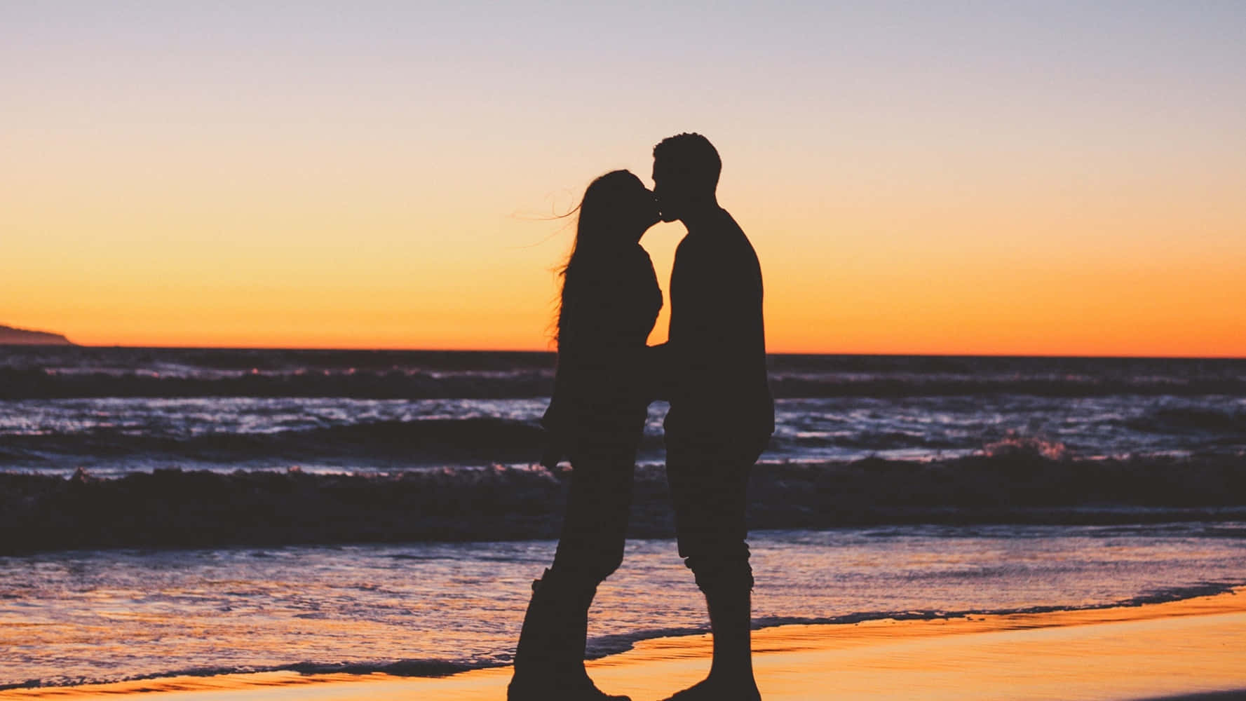 Girlfriend And Boyfriend, silhouette, beach, HD Desktop Wallpaper