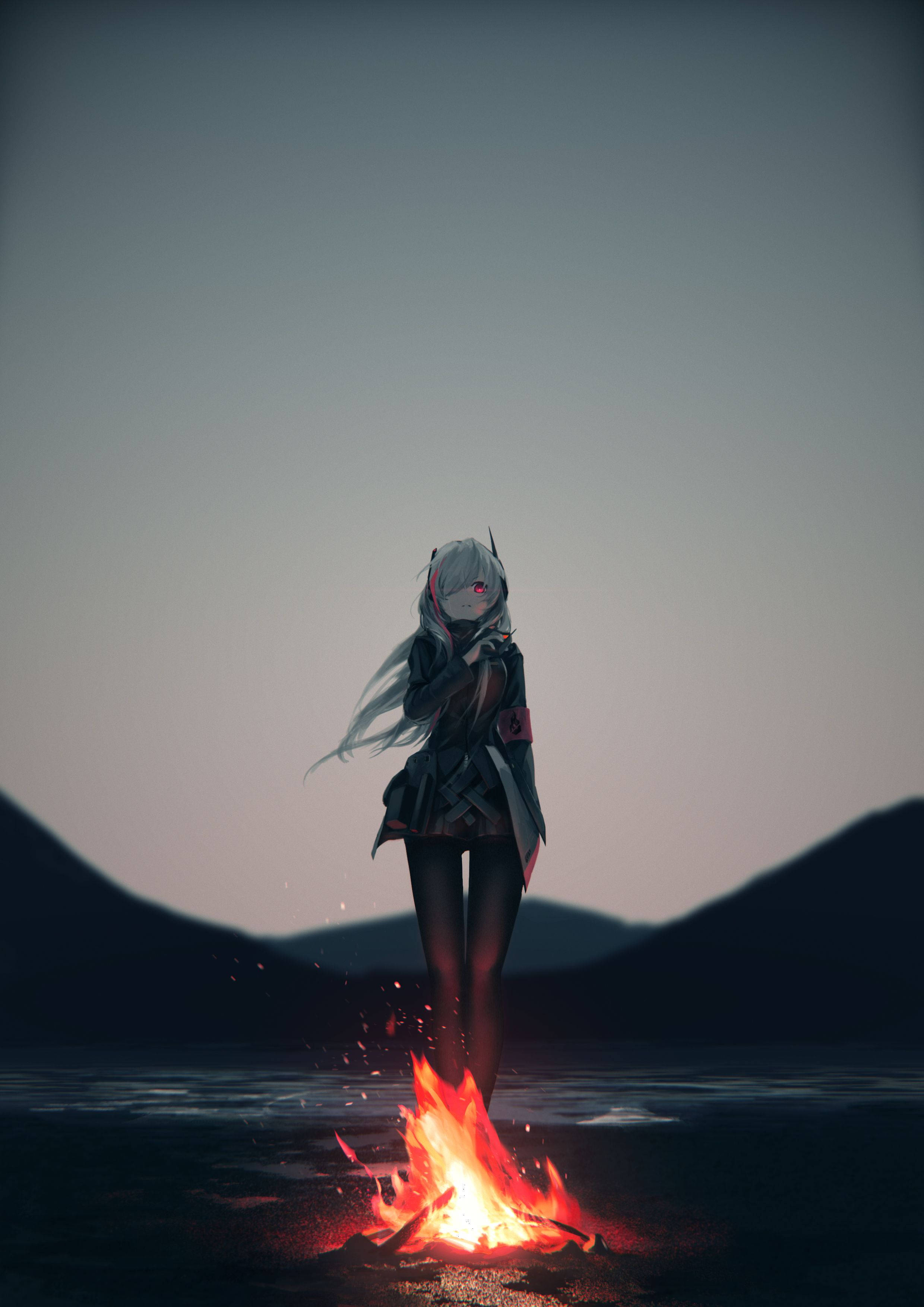 Girls Frontline, anime girl, silver hair, 2K Phone Wallpaper