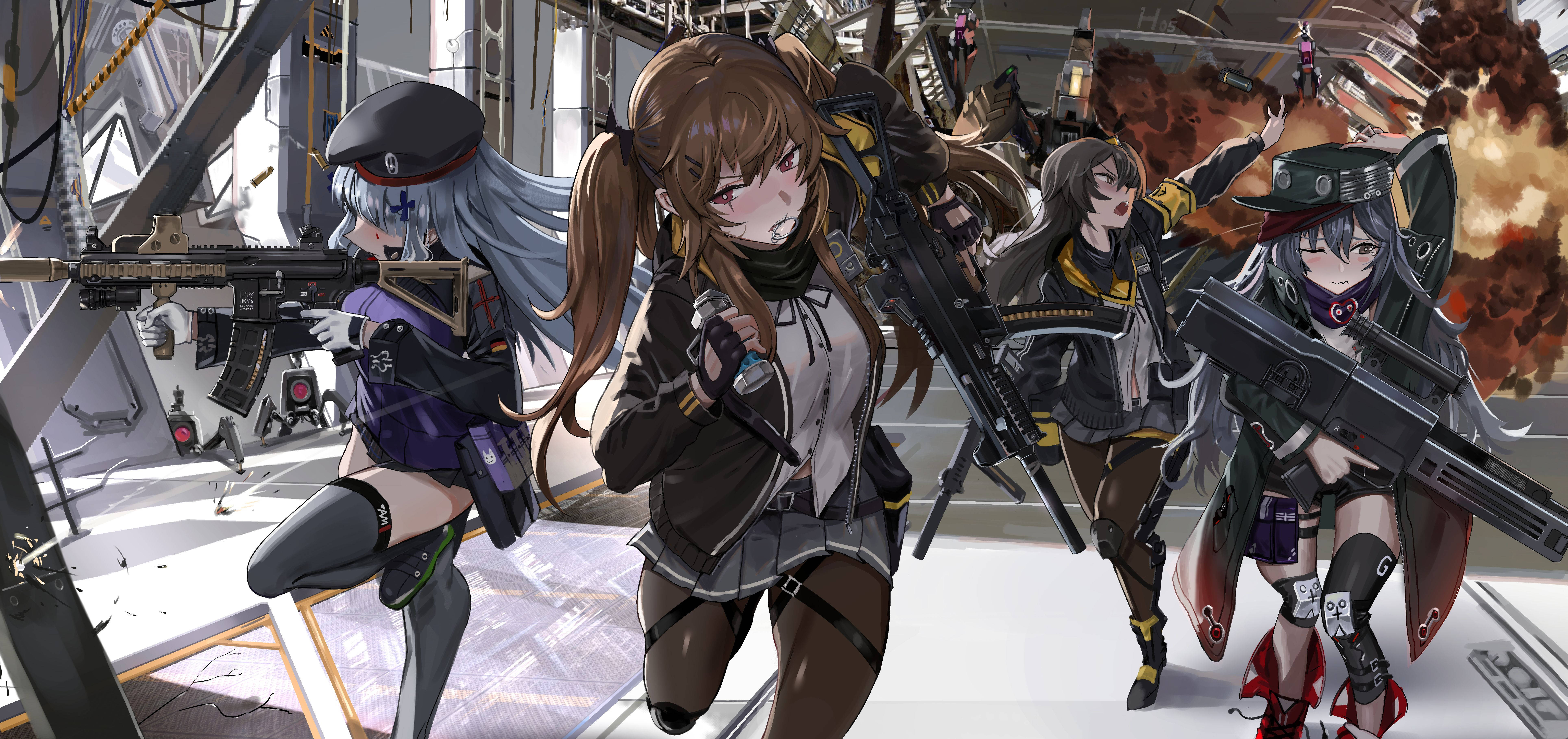 Girls Frontline, anime-style female soldiers, combat gear, 8K Desktop Wallpaper