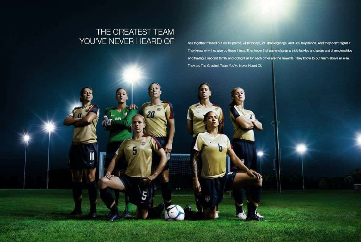 Girls Soccer, gold jerseys, grass field, SD Desktop Wallpaper