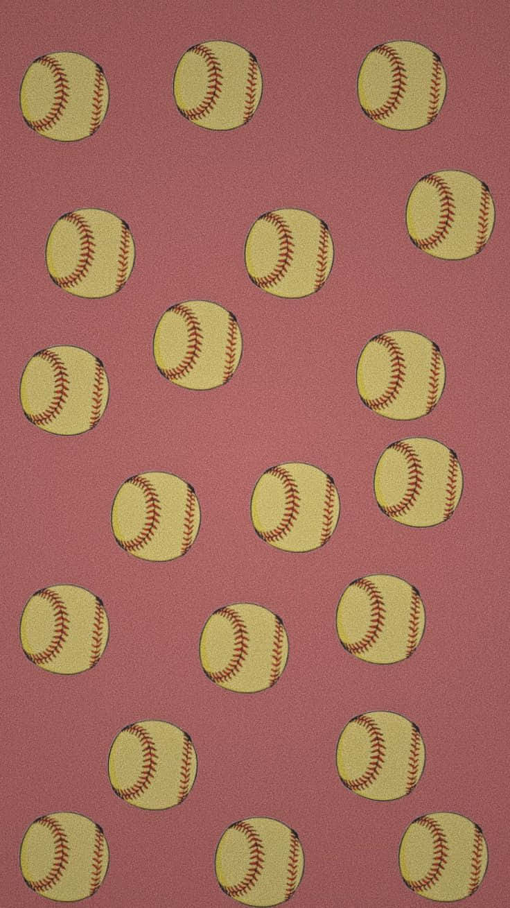 softball pattern aesthetic, yellow baseballs, red stitching, HD Phone Wallpaper