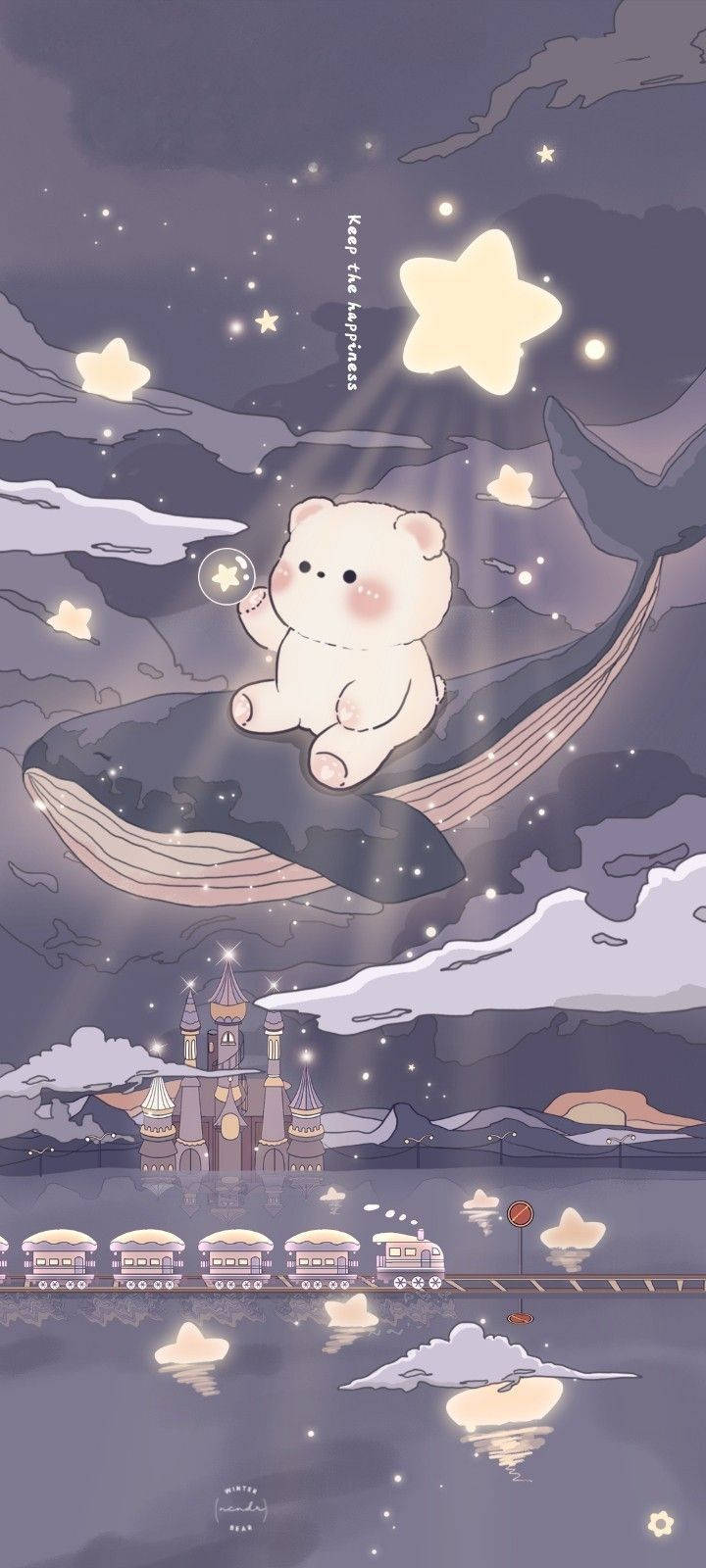 Girly Galaxy, cute white bear, whale, HD Phone Wallpaper