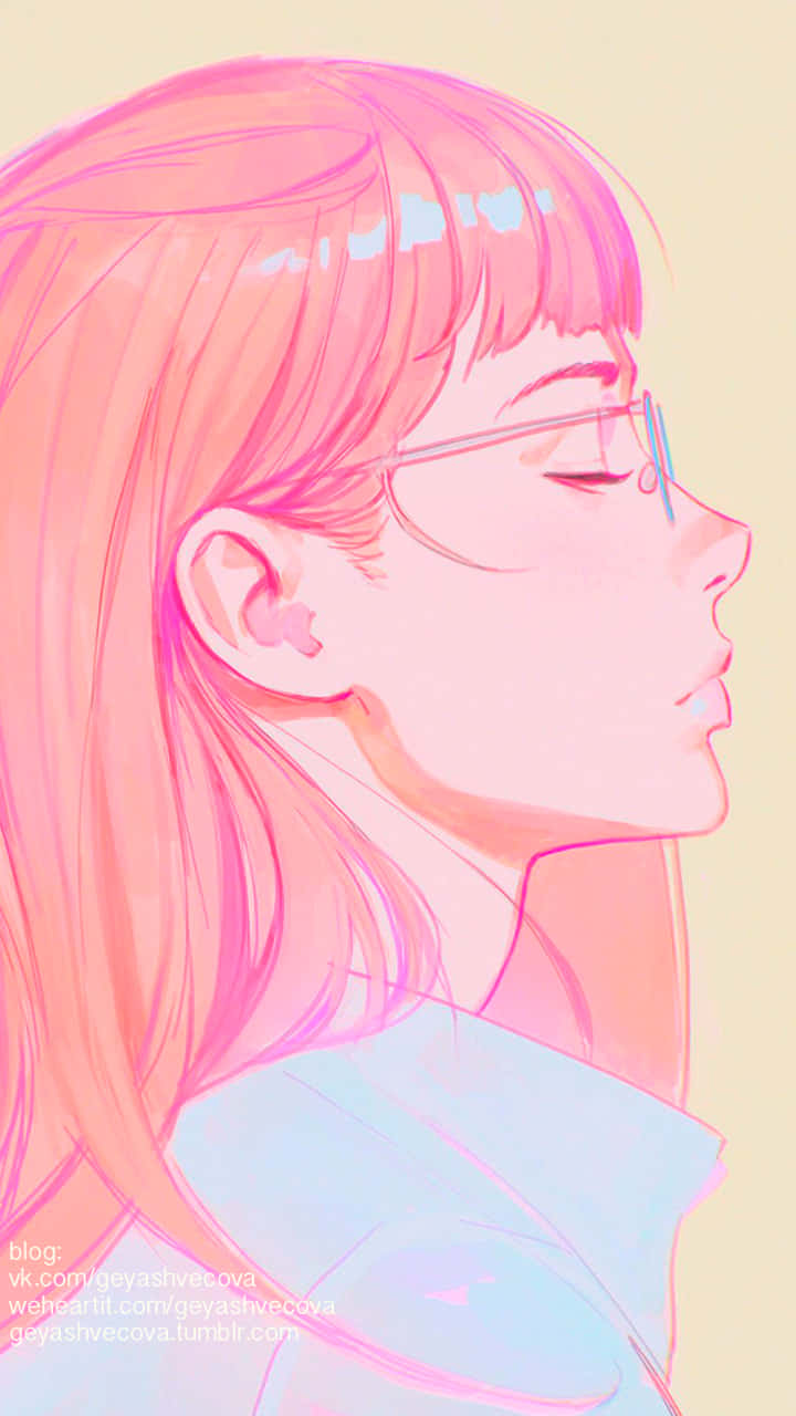 Girly Aesthetic, pink hair, glasses, HD Phone Wallpaper