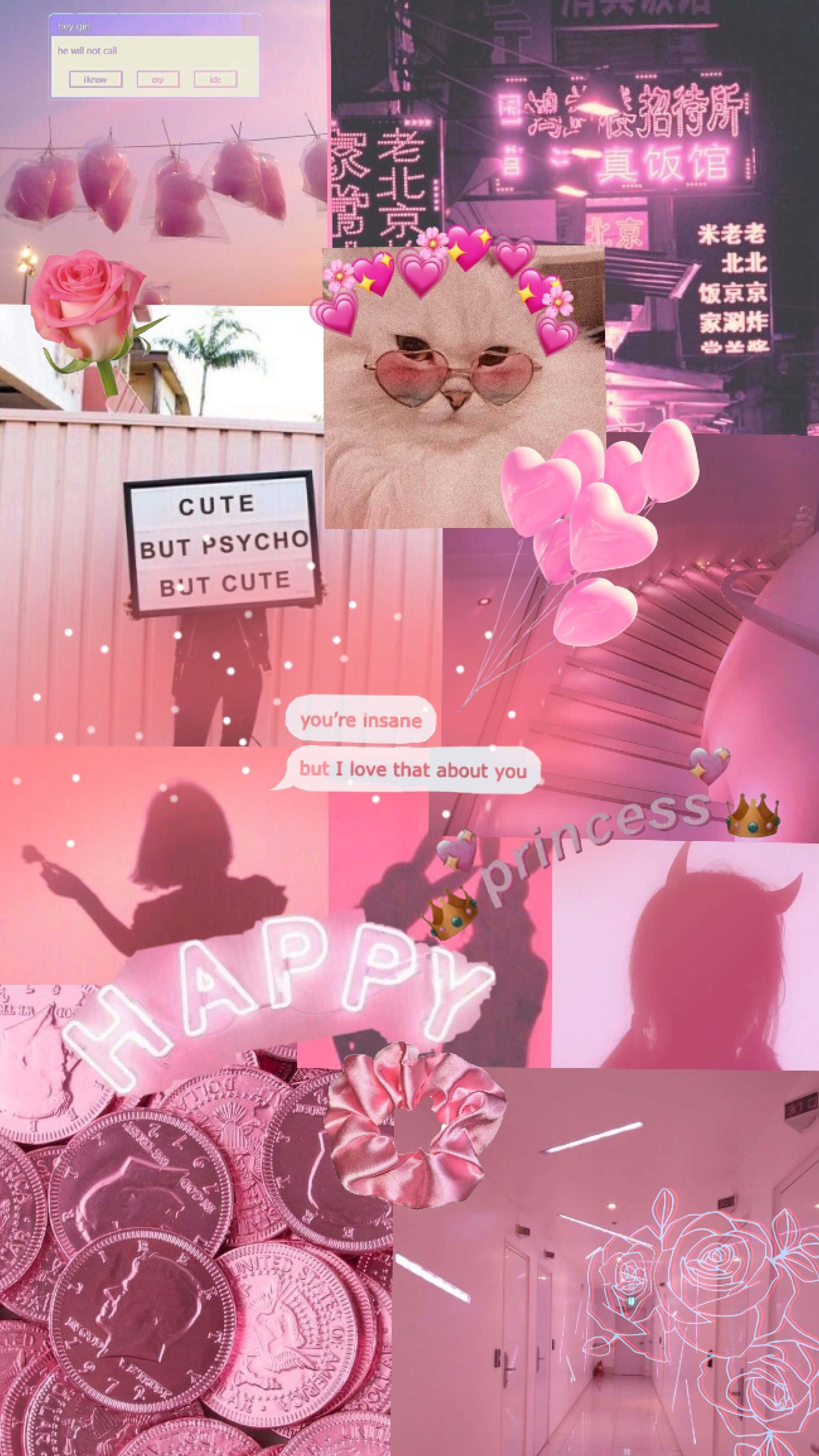 girly aesthetic, pastel colors, pink-toned collage, 2K Phone Wallpaper