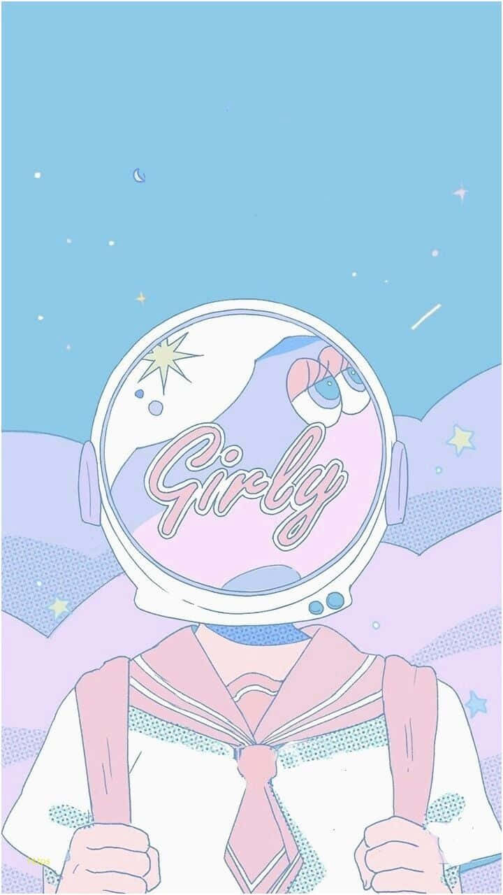 Girly Aesthetic, pink astronaut helmet, anime girl, HD Phone Wallpaper