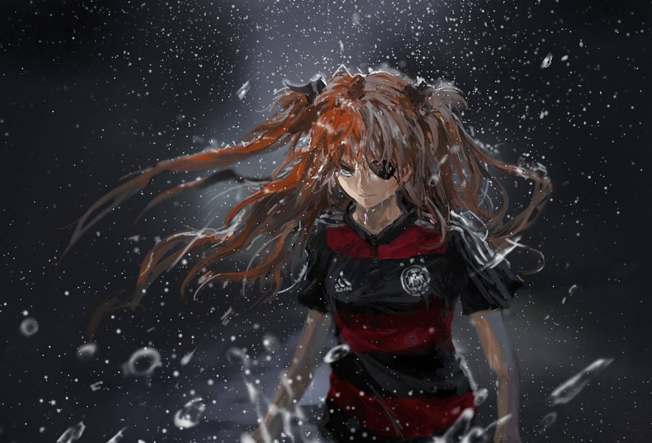 young german girl, fiery red hair, downpour, HD Desktop Wallpaper