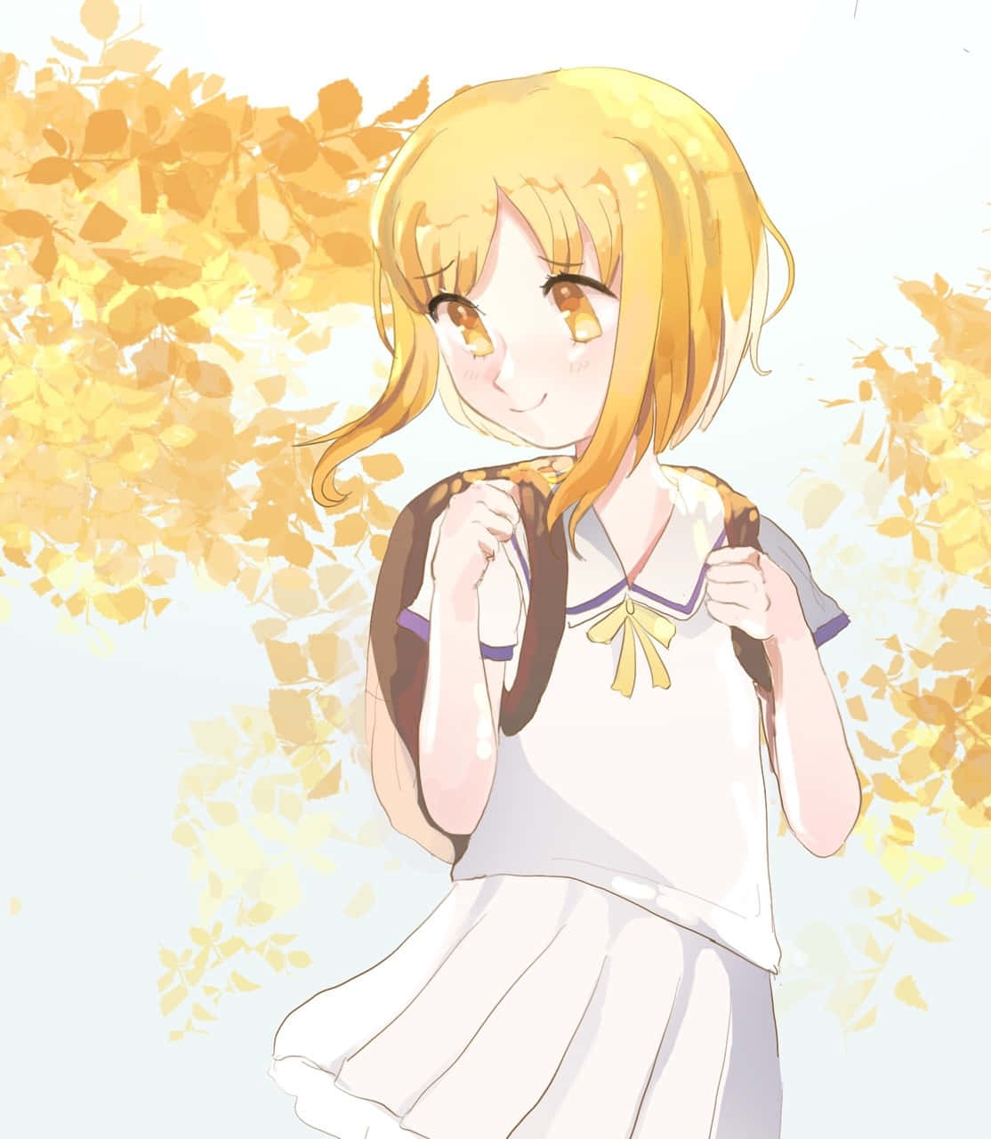 anime girl, golden hair, warm eyes, HD Phone Wallpaper