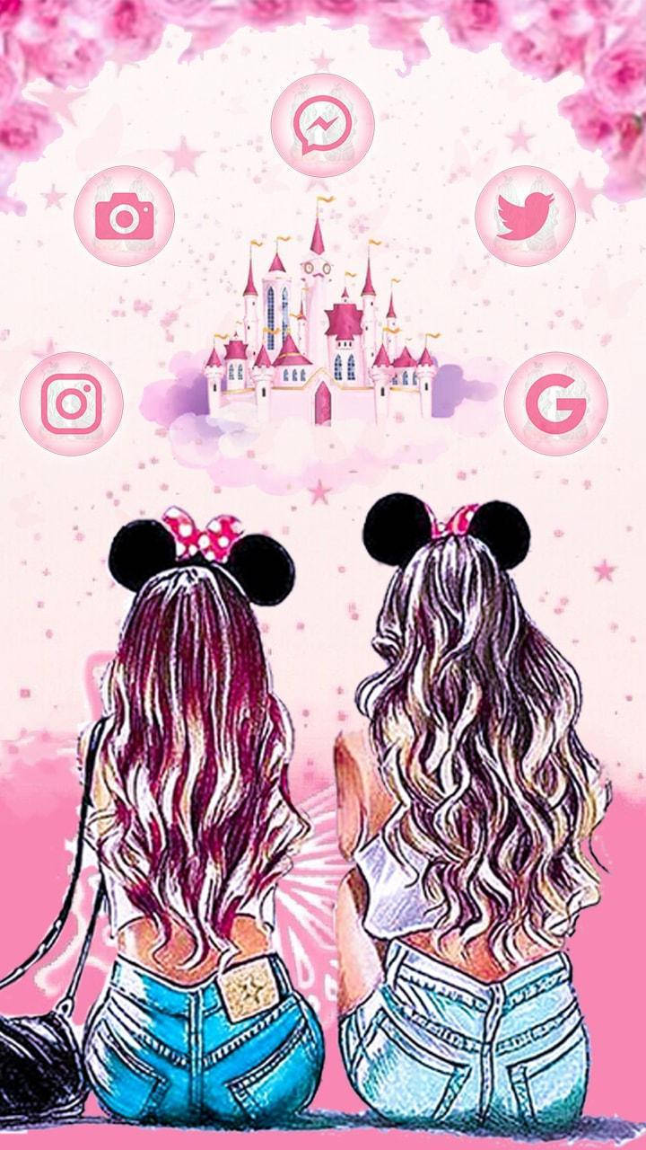 Girly Bff, Mickey Mouse headbands, pink castle, HD Phone Wallpaper
