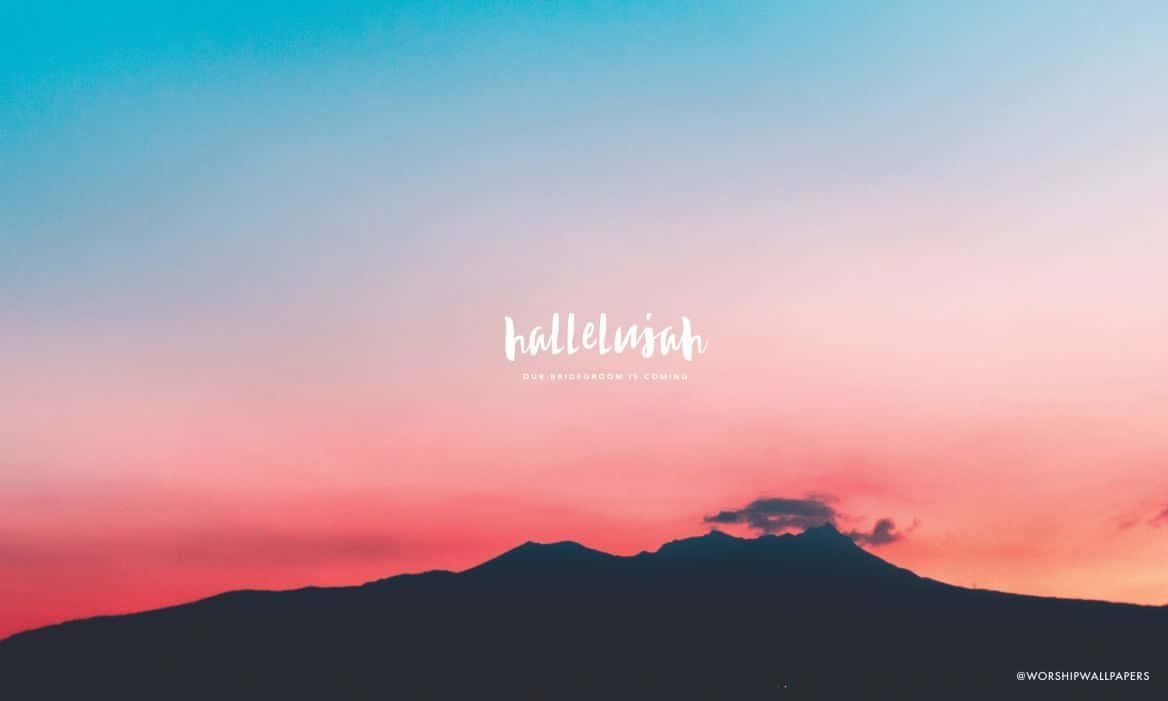 Girly Bible Verse, mountain range, vibrant pink and blue sunset sky, SD Desktop Wallpaper