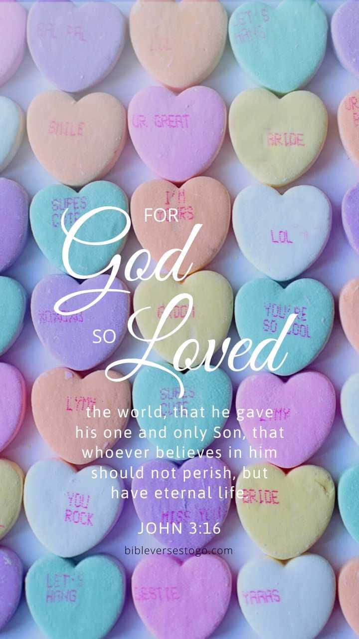 Girly Bible Verse, pastel heart-shaped candies, handwritten messages, HD Phone Wallpaper
