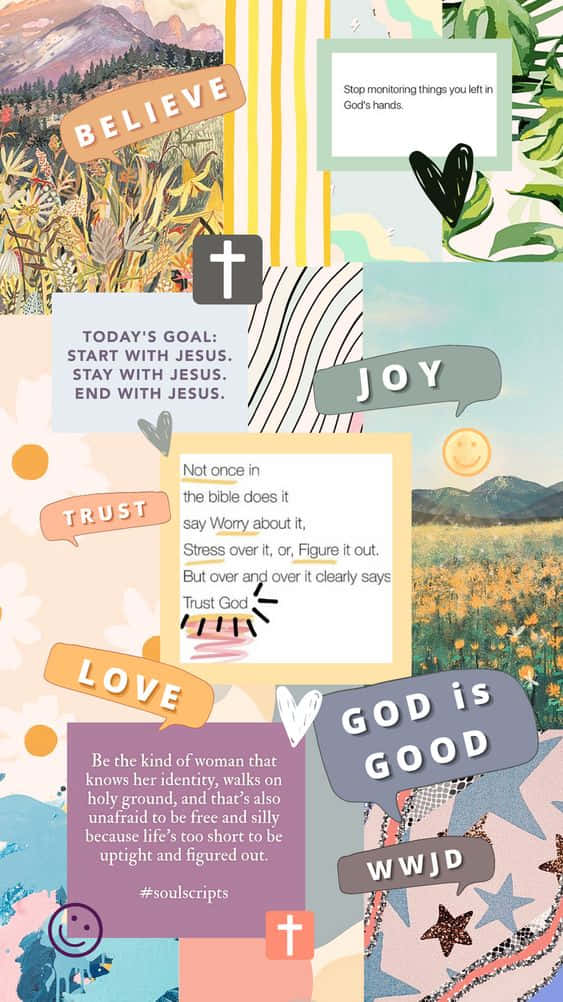 Christian affirmations, nature scenes, bold typography, SD Phone Wallpaper