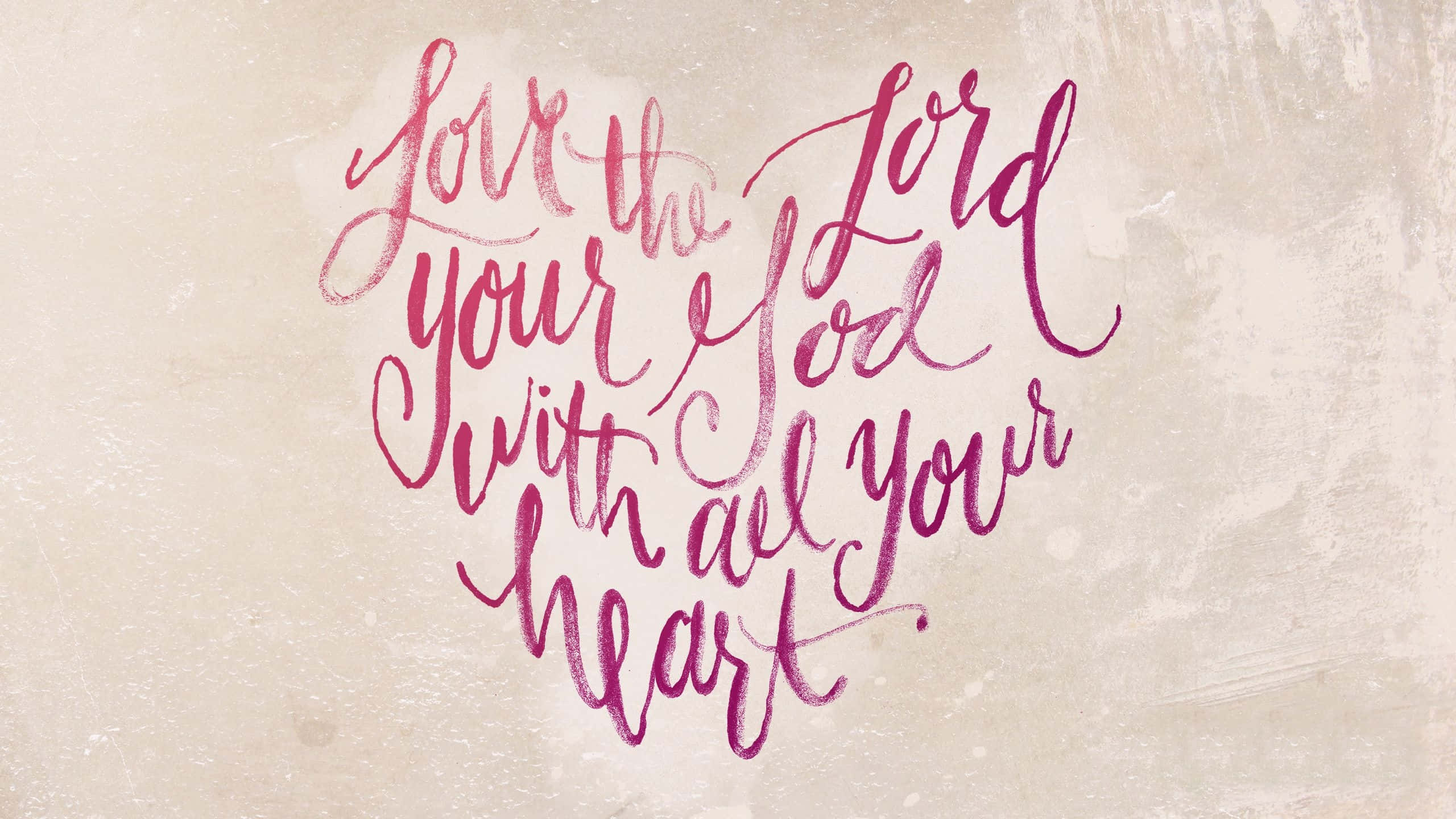 Girly Christian, heart-shaped calligraphic phrase, deep pink, 2K Desktop Wallpaper