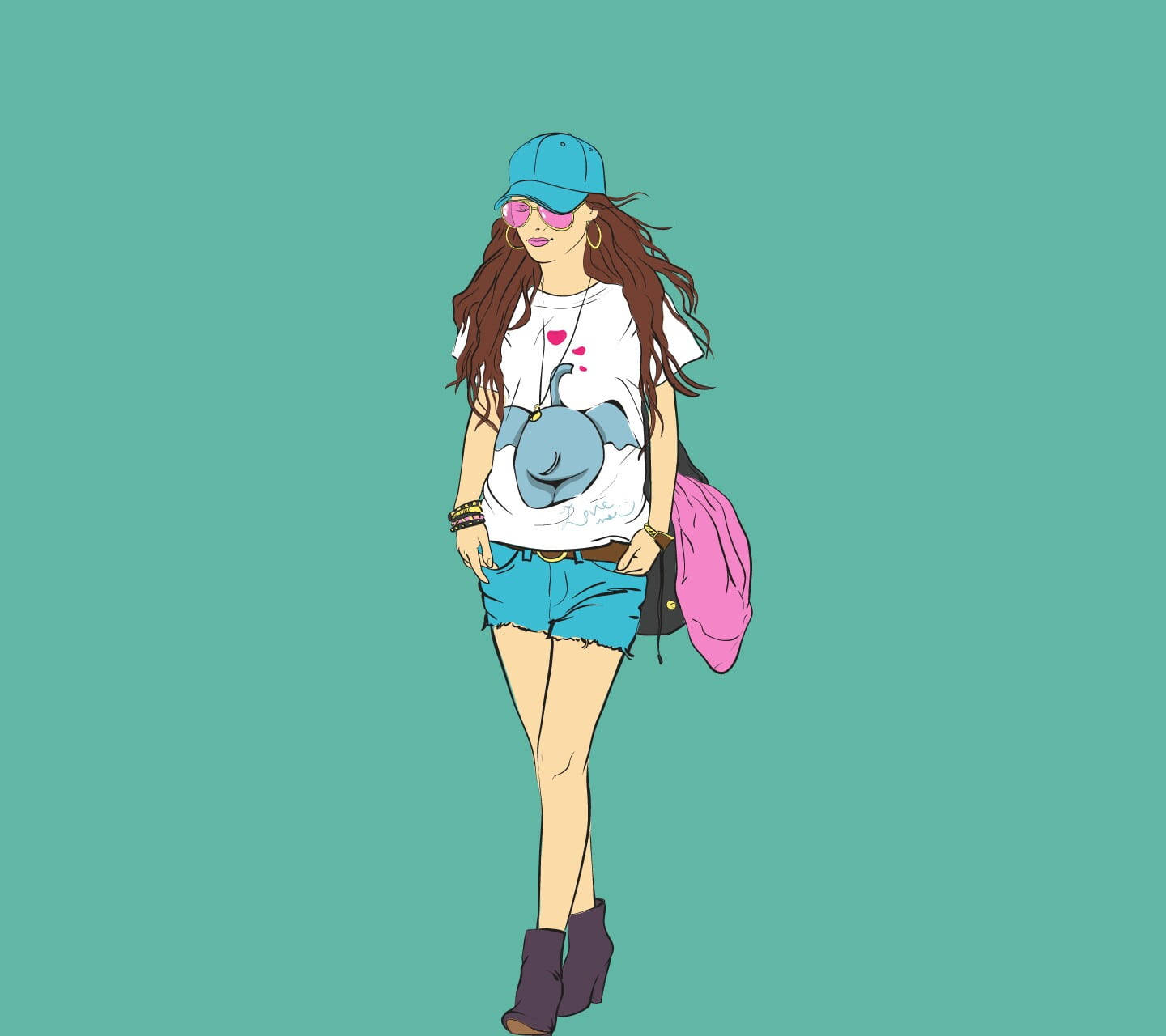 Cool For Girls, teal, blue cap, HD Desktop Wallpaper