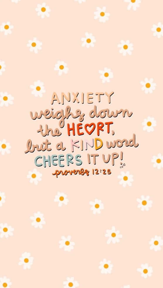 Pastel peach, white daisies, Bible verse, SD Phone Wallpaper