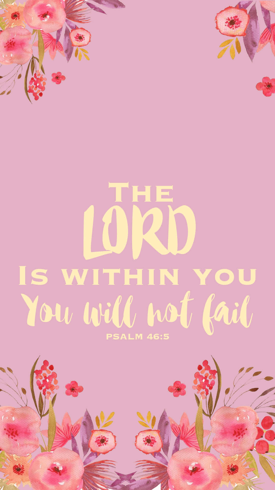 The Power of Prayer, pink watercolor floral, gold script, Full HD Phone Wallpaper